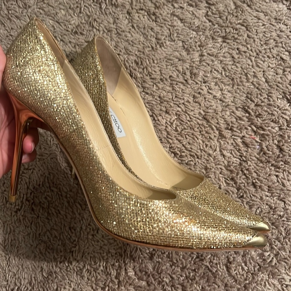 Gold Jimmy Choo Stiletto Heels w/dust bag